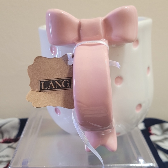 Pink & white polka dot mug with pink bow handle - Picture 2 of 3